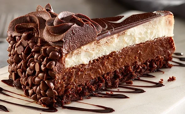 Request a slice of Black Tie Mousse Cake for dessert at Olive Garden. - Olive Garden Dessert Menu